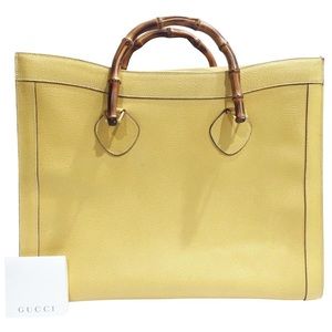 GUCCI RARE YELLOW TOTE with Bamboo Handles